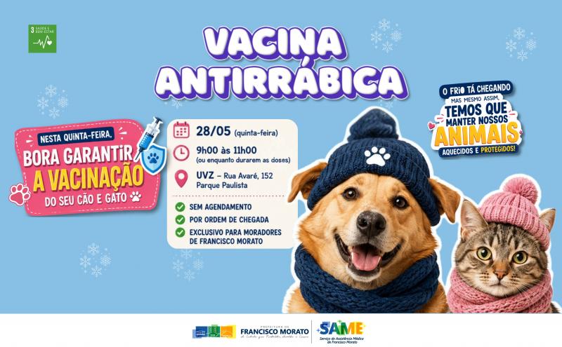 Vacinação antirrábica nesta quinta-feira!